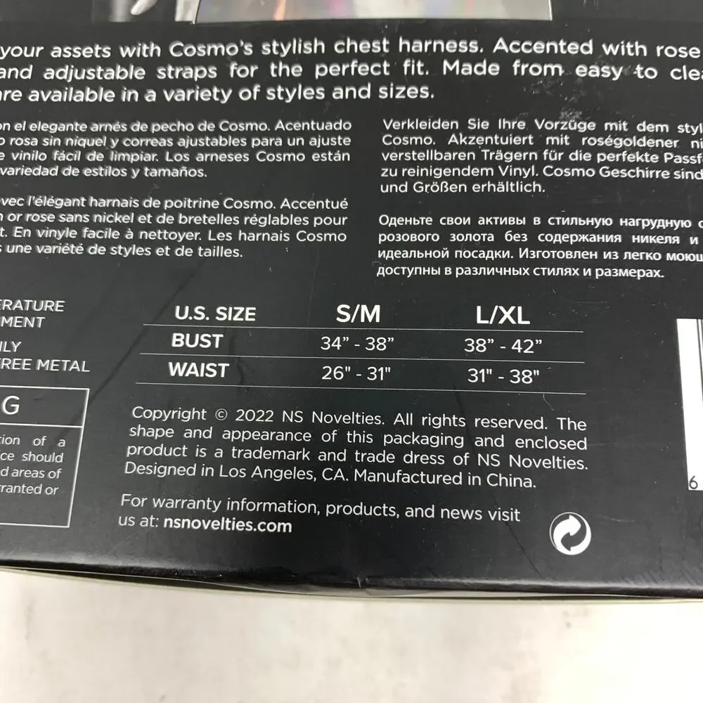 Cosmo Vamp Chest Harness Womens Size S/M Iridescent Rose Gold Metal Accents - Picture 3 of 4